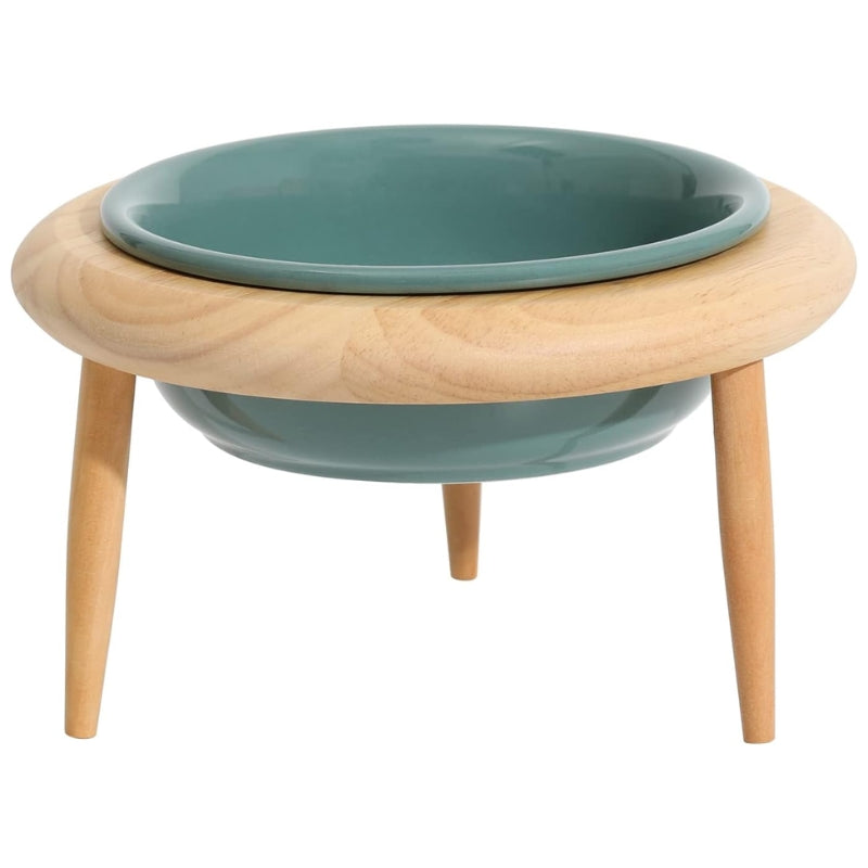 Misha Ceramic Elevated Cat Bowl with Wooden Stand