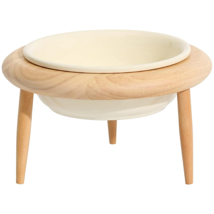 Misha Ceramic Elevated Cat Bowl with Wooden Stand