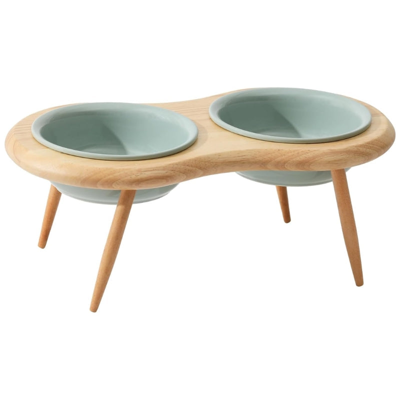Misha Ceramic Elevated Cat Bowl with Wooden Stand