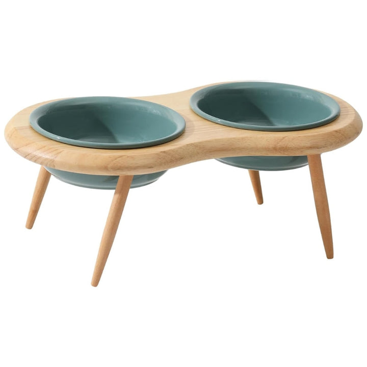 Misha Ceramic Elevated Cat Bowl with Wooden Stand