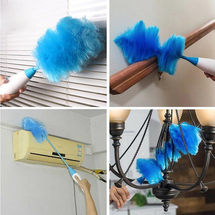 360° rotating electric spin duster motorized dust cloth with 2 brushes