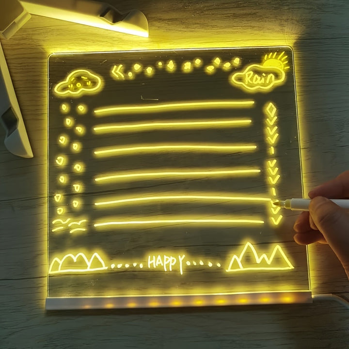USB LED Noteboard with 12 colored Pens - Bright Message Board for Office &amp; Home