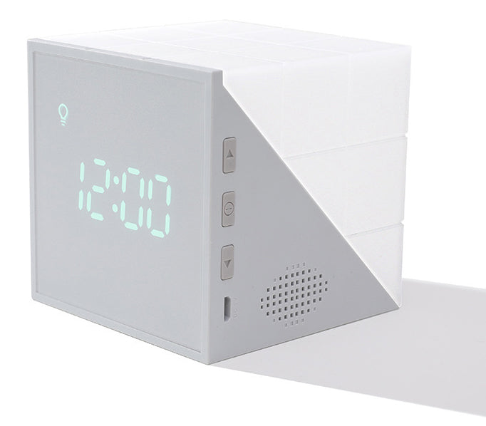 Cube Alarm Clock, with colorful Lights, Voice-control Night Light, Timer, Temperature Display and Long Battery Life, for Home &amp; Office