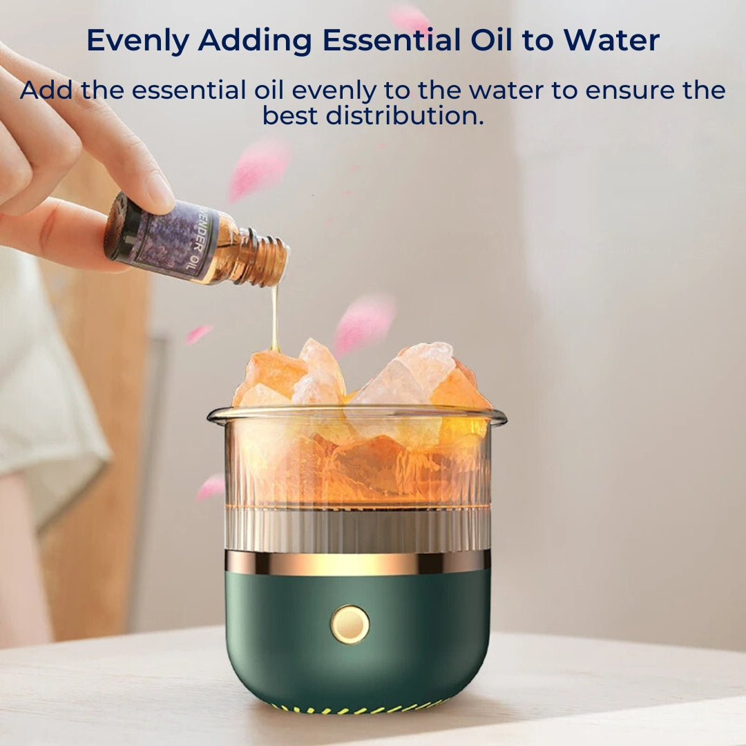 SereniGlow Crystal Salt Humidifier | USB Aroma Diffuser – Night Light &amp; Air Purifier – For Relaxation, Stress Relief &amp; Improved Air Quality