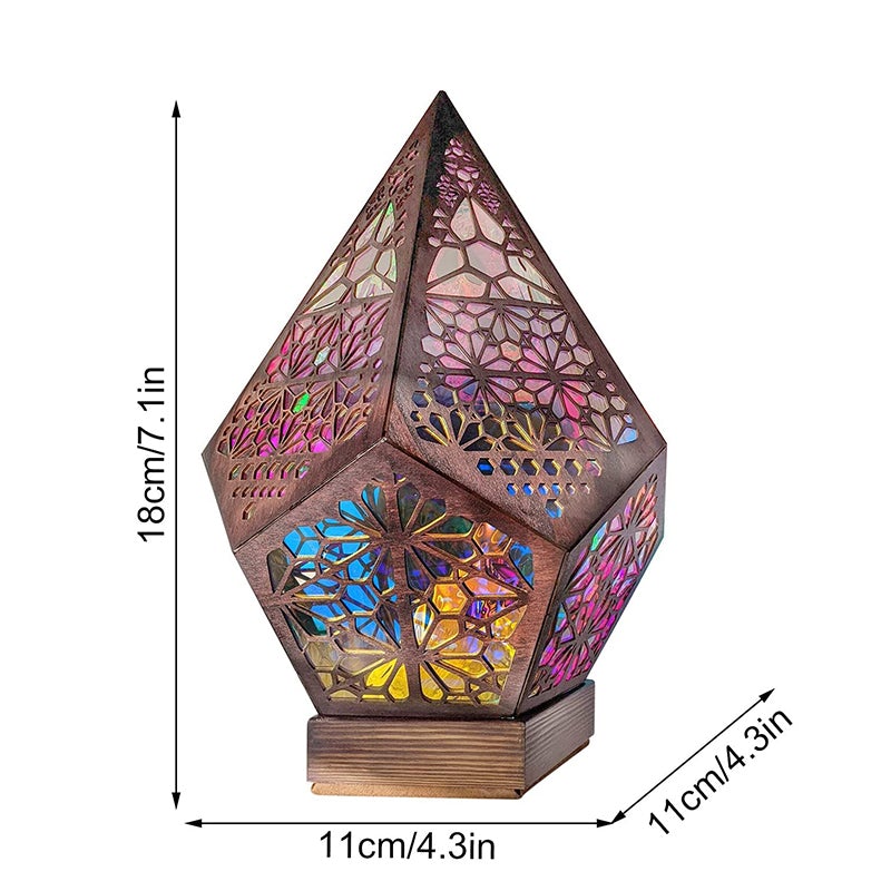 Bohemian Polar Star Wooden Floor Lamp, LED colorful Star Projector |