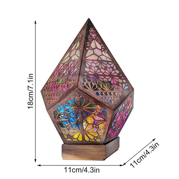 Bohemian Polar Star Wooden Floor Lamp, LED colorful Star Projector |