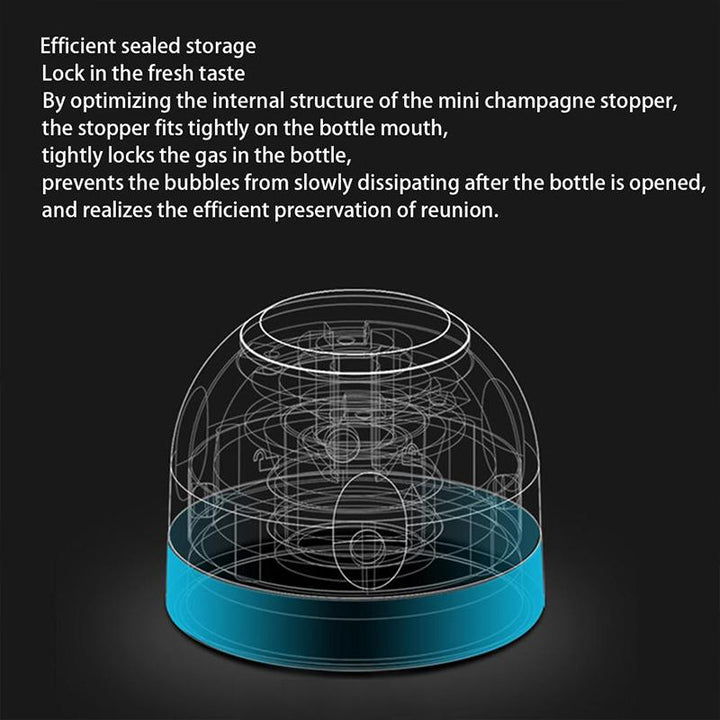 Reusable leak-proof silicone sealing cap for champagne and wine bottles