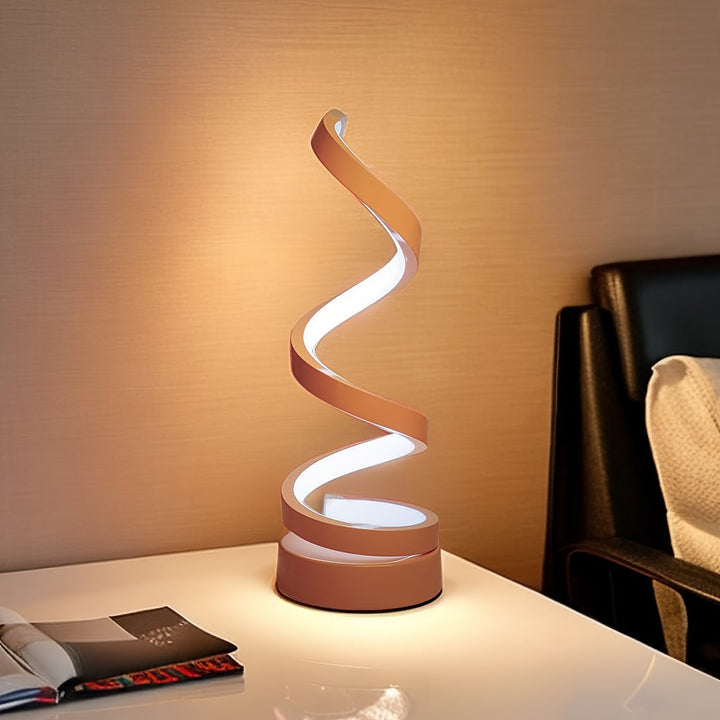 Modern Spiral Table Lamp – Creative LED Desk Lamp with Gentle Warm Light, Perfect for Bedroom, Living Room, and Study Decor