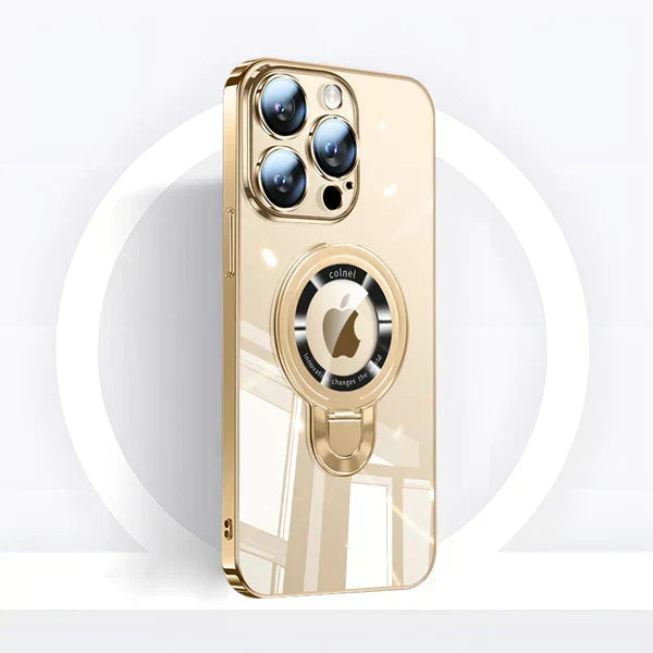 iPhone MagSafe Series | Transparent electroplated rotating stand phone case