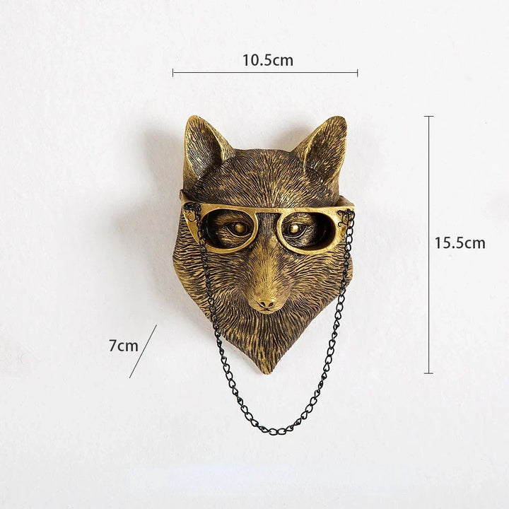 Antique Bronze Resin Animal Pendant Golden Deer Head Wall Storage Hook Background Wall Accessories Decorative Figures