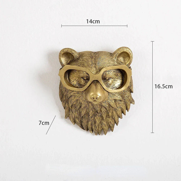 Antique Bronze Resin Animal Pendant Golden Deer Head Wall Storage Hook Background Wall Accessories Decorative Figures