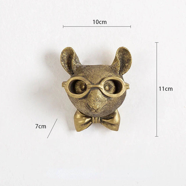 Antique Bronze Resin Animal Pendant Golden Deer Head Wall Storage Hook Background Wall Accessories Decorative Figures