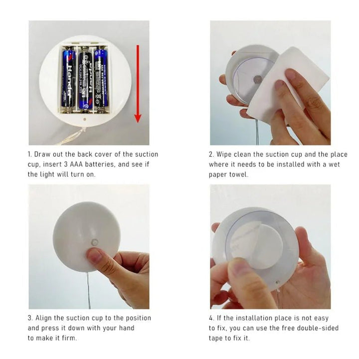 LED Christmas lights with suction cups for glass and mirrors