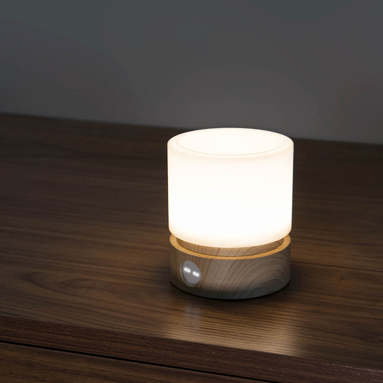 Contemporary Nordic Timer Rechargeable ABS HIPS Silicone Cylinder LED Table Lamp Night Light for Nightstand