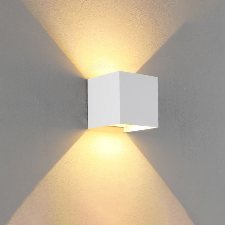 Modern Minimalist Waterproof Cube Up Down Aluminum Glass Induction LED Wall Light Lamps For Bedroom