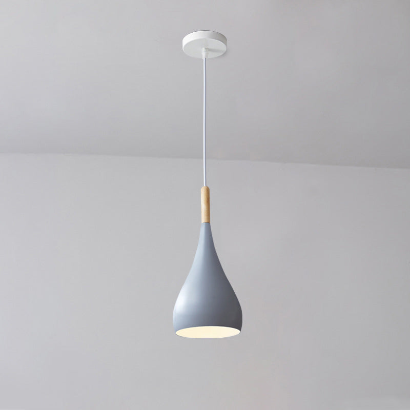 Nordic Iron Wood Aluminum Pumpkin Water Drop 1-Light Pendant Light for Dining Room