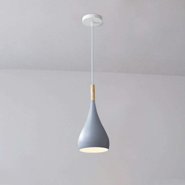Nordic Iron Wood Aluminum Pumpkin Water Drop 1-Light Pendant Light for Dining Room