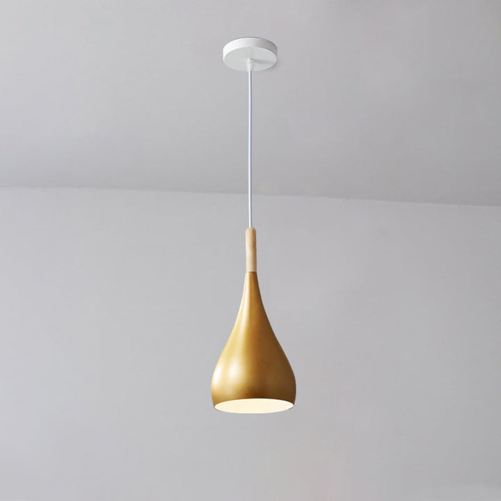 Nordic Iron Wood Aluminum Pumpkin Water Drop 1-Light Pendant Light for Dining Room