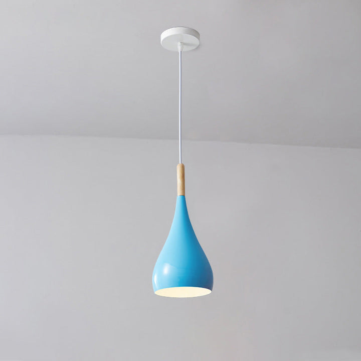 Nordic Iron Wood Aluminum Pumpkin Water Drop 1-Light Pendant Light for Dining Room