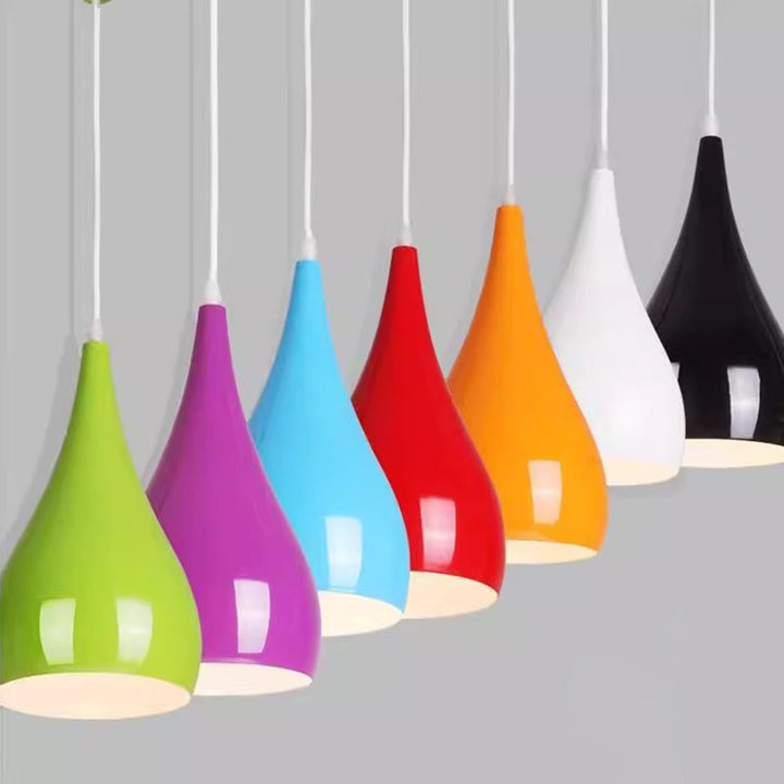 Nordic Iron Wood Aluminum Pumpkin Water Drop 1-Light Pendant Light for Dining Room