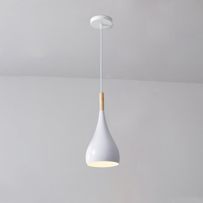 Nordic Iron Wood Aluminum Pumpkin Water Drop 1-Light Pendant Light for Dining Room