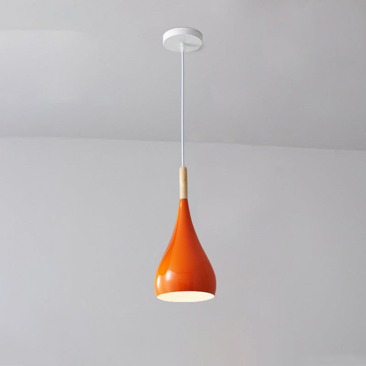 Nordic Iron Wood Aluminum Pumpkin Water Drop 1-Light Pendant Light for Dining Room