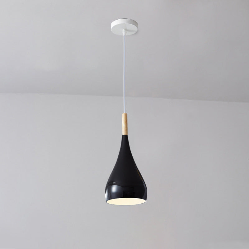 Nordic Iron Wood Aluminum Pumpkin Water Drop 1-Light Pendant Light for Dining Room