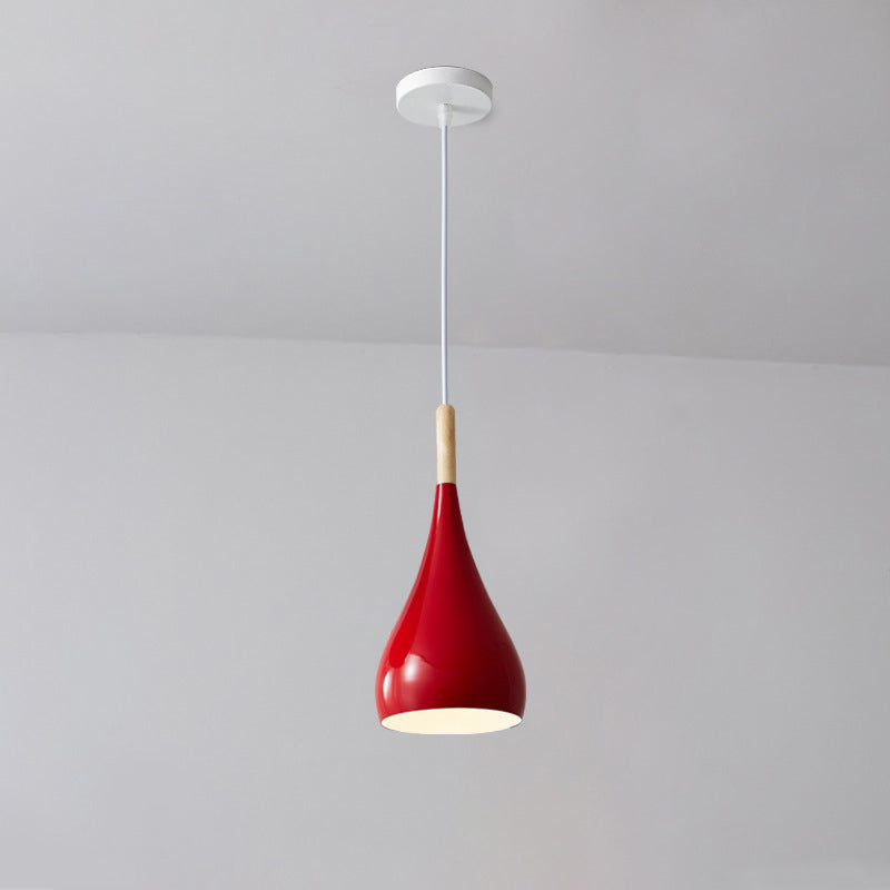 Nordic Iron Wood Aluminum Pumpkin Water Drop 1-Light Pendant Light for Dining Room
