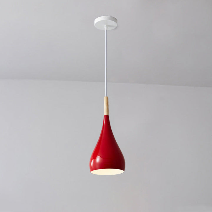Nordic Iron Wood Aluminum Pumpkin Water Drop 1-Light Pendant Light for Dining Room