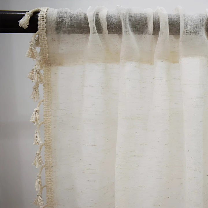 Boho Cotton-Linen Semi-Sheer Curtains
