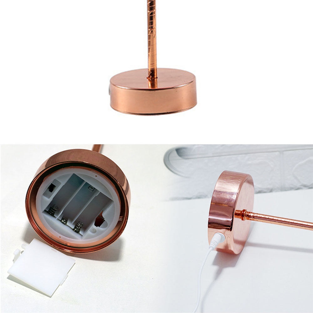 Ostrich Night Light | Eccentric Lamp with Feathers &amp; Rose Gold Base |