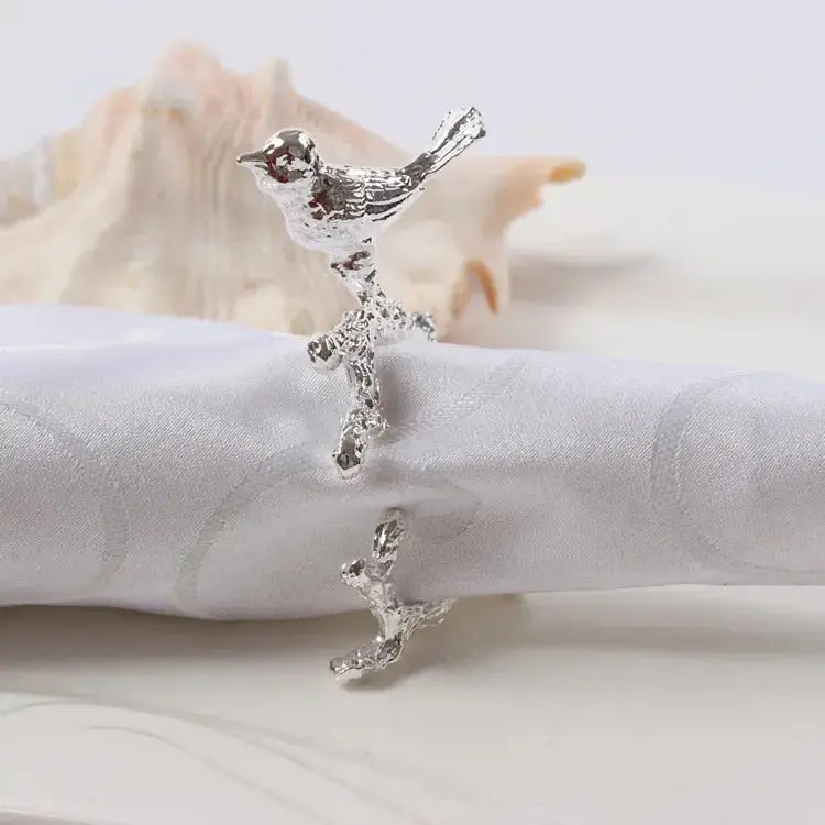 Bird &amp; Flower Napkin Rings - 4 Pieces
