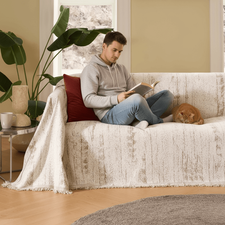 Elegant chenille sofa cover with easy care