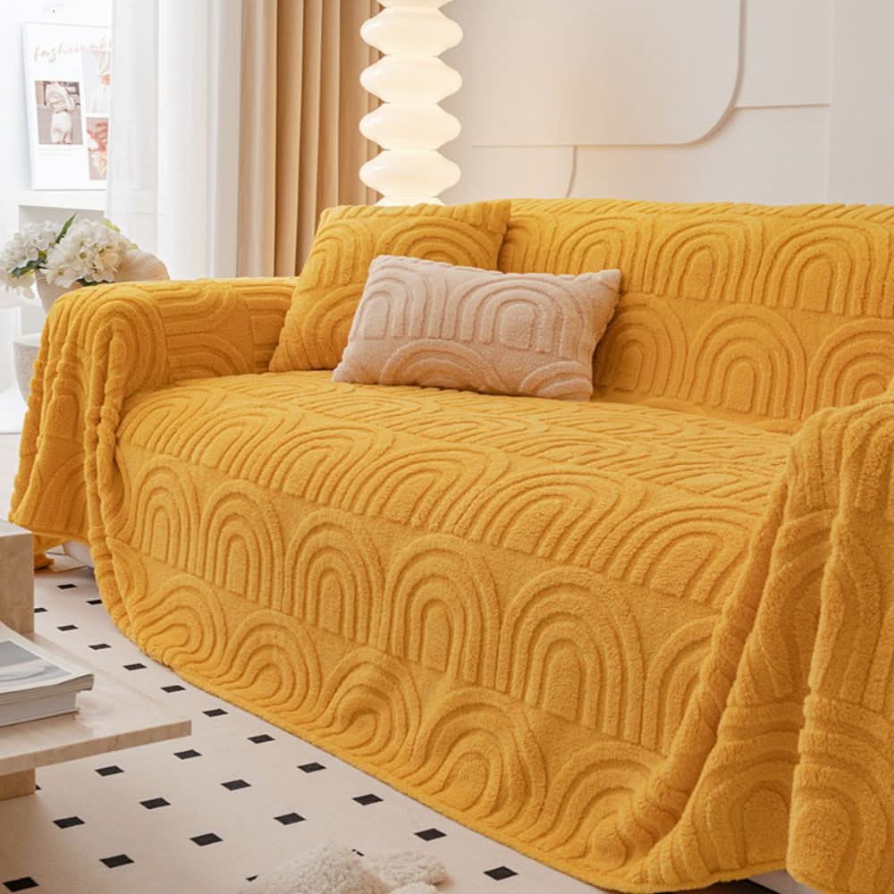Thick quilted sofa cover for secure fit