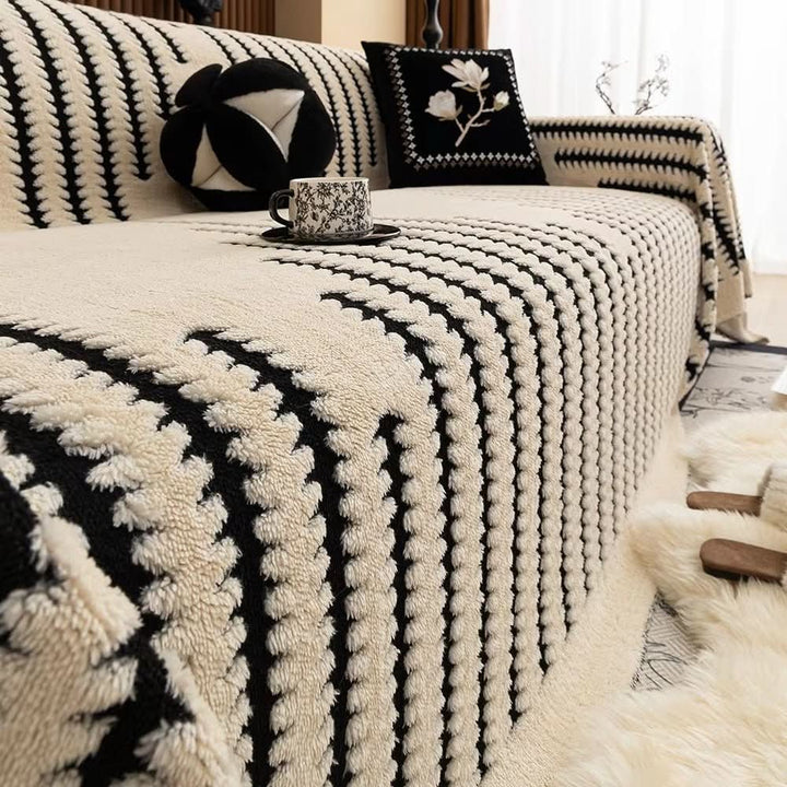 Plush Sofa Cover with Non-Slip Back