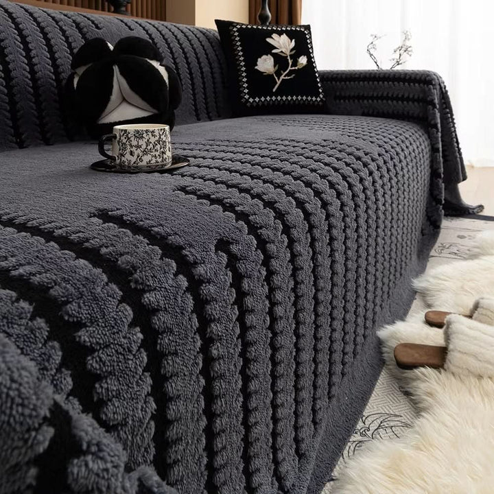 Plush Sofa Cover with Non-Slip Back
