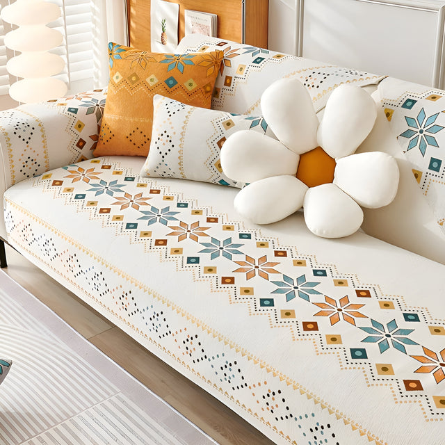 Boho Style Sofa Cover – Elastic & Usae Year-Round | Protects and Gives a New Look |