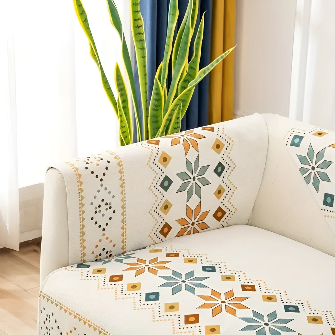 Boho Style Sofa Cover – Elastic &amp; Usae Year-Round | Protects and Gives a New Look |