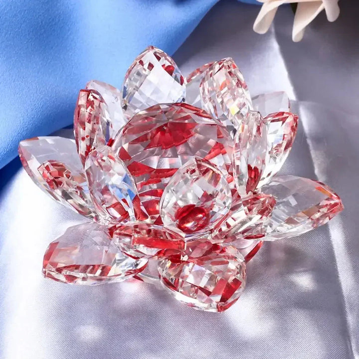 Crystal Lotus Flower Figurine Home Wedding Decoration Glass Art Collection Paperweight Office Table Ornaments Souvenir Gifts