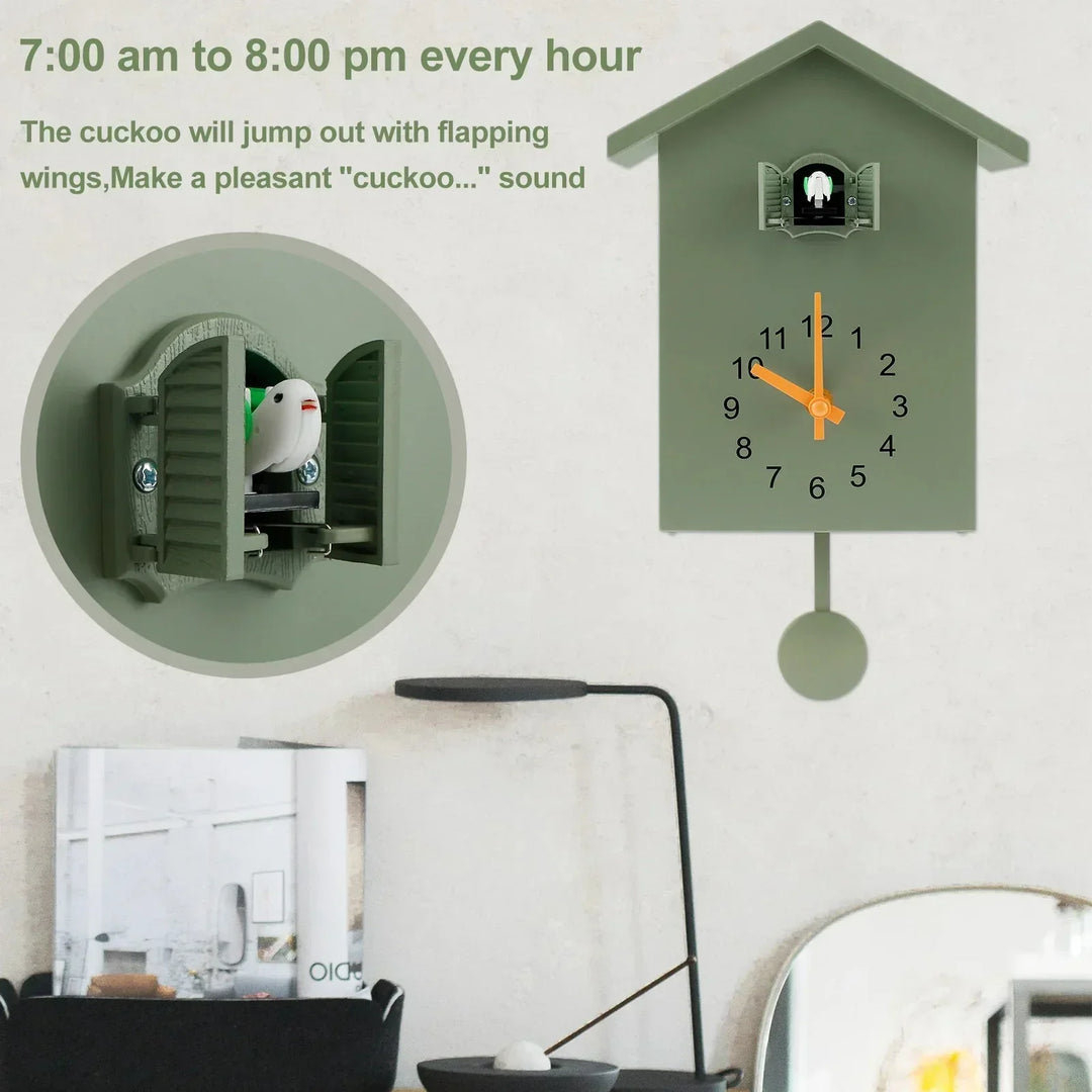Cuckoo Clock Cuckoo Sound Clock with Pendulum Delicate Cuckoo Clock Bird Battery Operated Cuckoo Wall Clock for Living Room Decor