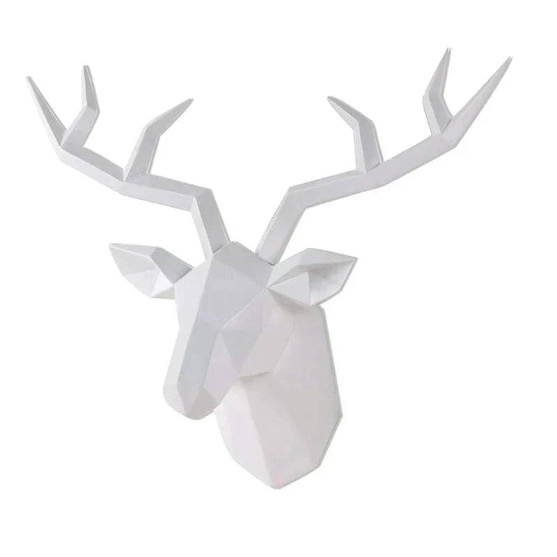 Deer Head Sculpture Animal Statue Figures Wall Hanging Creative Moose Art Antlers Statuette for Office Decor Wall Mounting