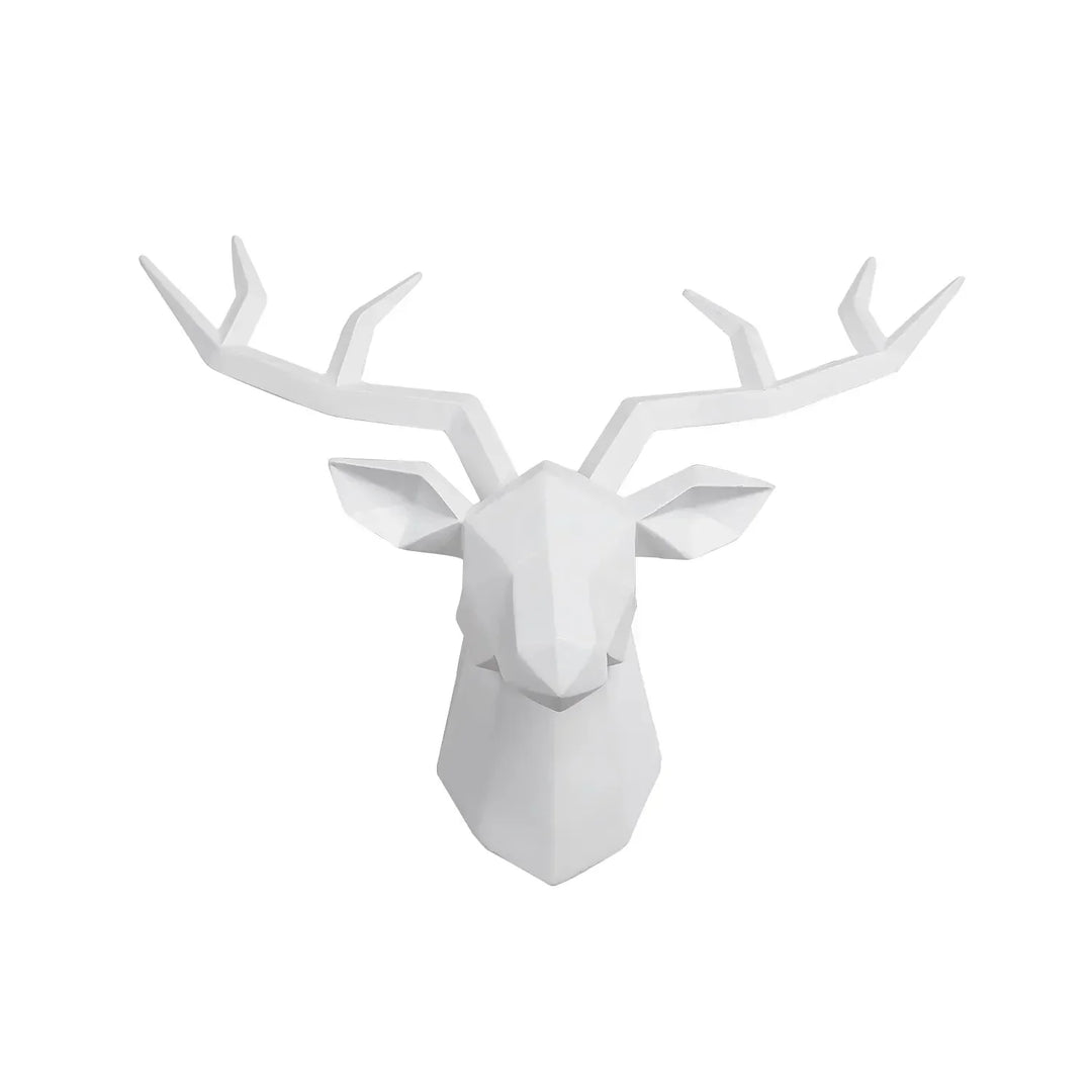 Deer Head Sculpture Animal Statue Figures Wall Hanging Creative Moose Art Antlers Statuette for Office Decor Wall Mounting