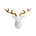 Deer Head Sculpture Animal Statue Figures Wall Hanging Creative Moose Art Antlers Statuette for Office Decor Wall Mounting