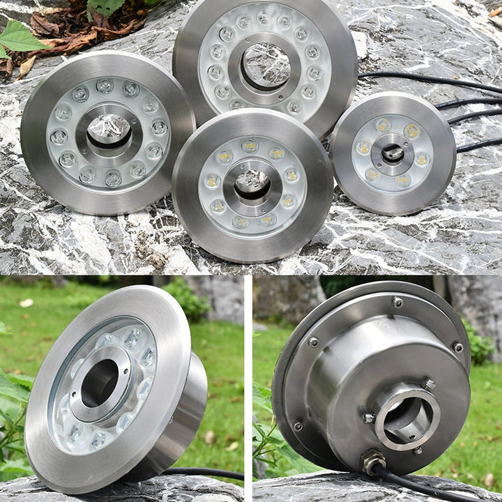 12W Landscape color Changing Ring LED Stainless Steel Underwater Spotlight (colorful)