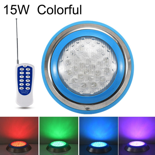 15W LED Stainless Steel Wall Mounted Pool Lighting Landscape Underwater Light (colored Light + Remote Control)