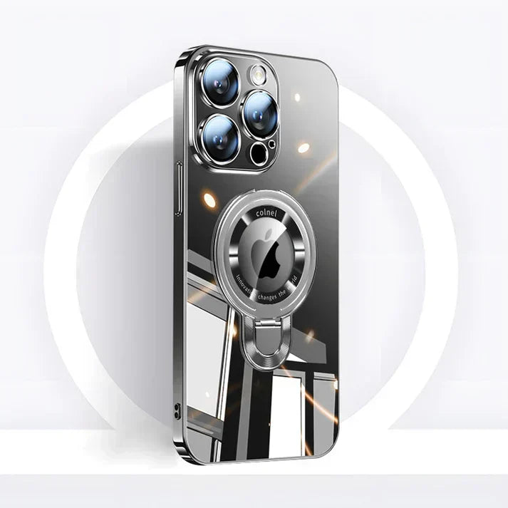 iPhone MagSafe Series | Transparent electroplated rotating stand phone case