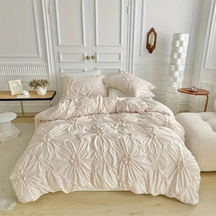 Elegant Ruffle Flower Duvet Cover Set made of Microfiber