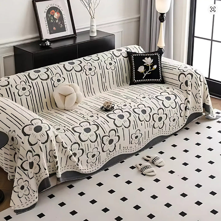 Embroidered Flower Soft Sofa Cover