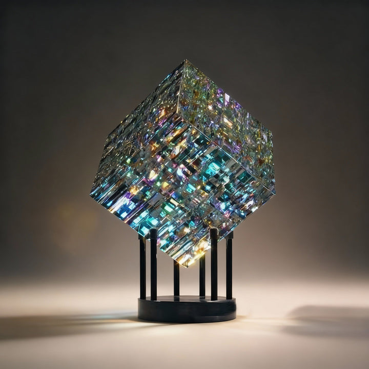 ChromaticCube Crystal Rainbow Refraction Art | Modern Desk Decor &amp; Centerpiece