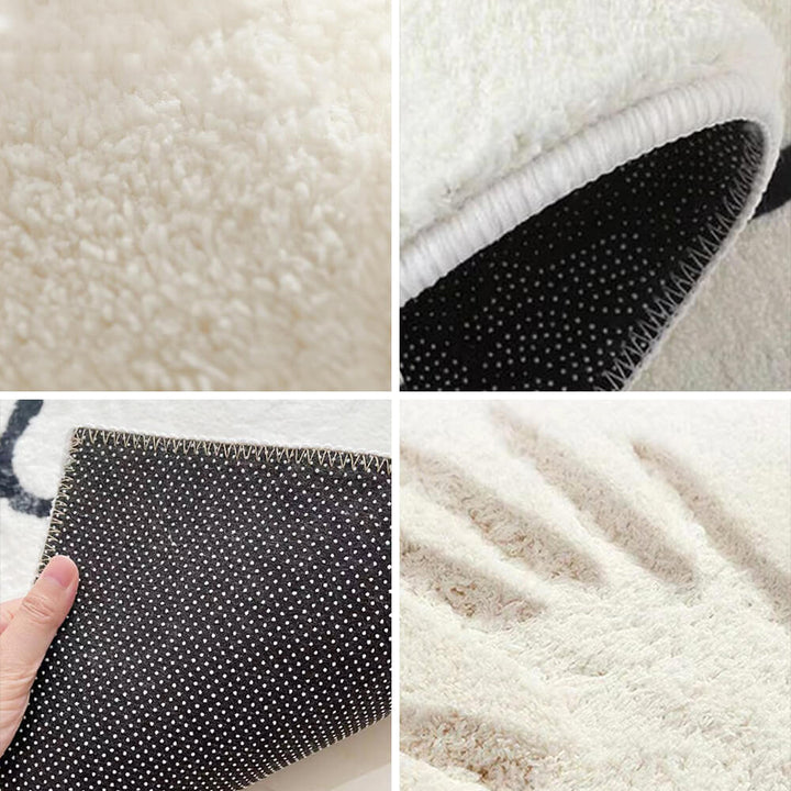 Faux Cashmere Checkered Cozy Nightstand Rug Irregular Shape Rug